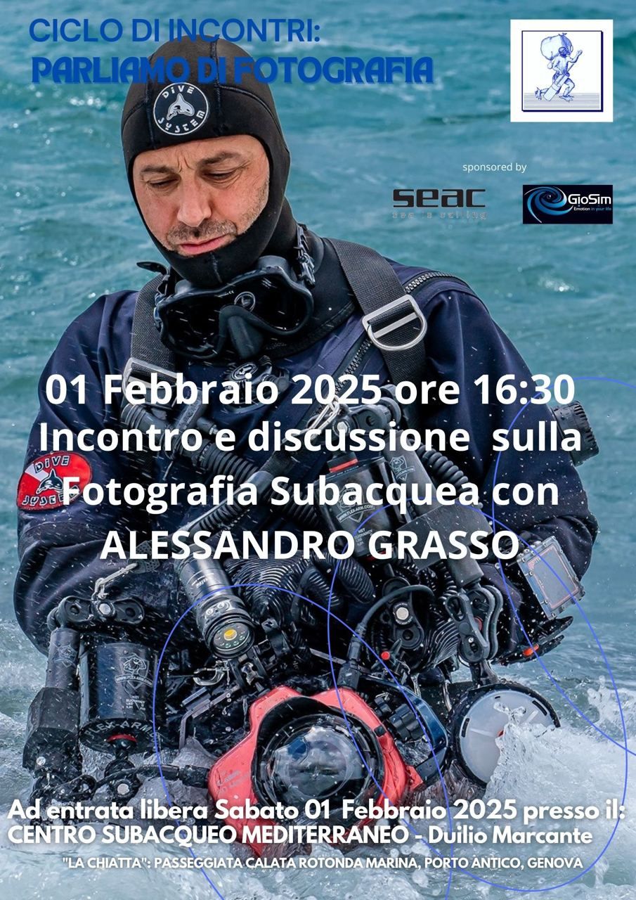 subacqueo che emerge dall'acqua con attrezzatura da fotografia sub