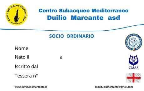 esempio di tessera del Centro, retro con dettagli anagrafici
